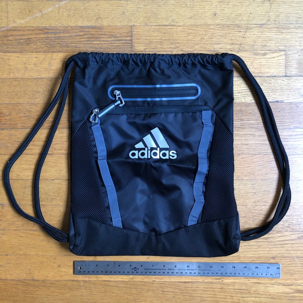Adidas Drawstring Backpack With Zippered Pockets - image 1